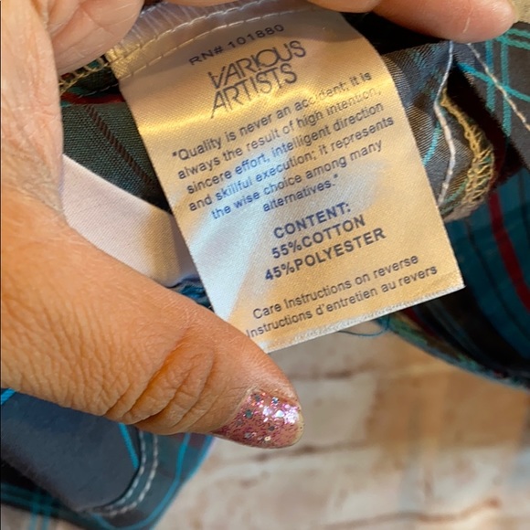 Various Artists button down shirt plaid blue - Picture 5 of 8